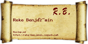 Reke Benjámin névjegykártya